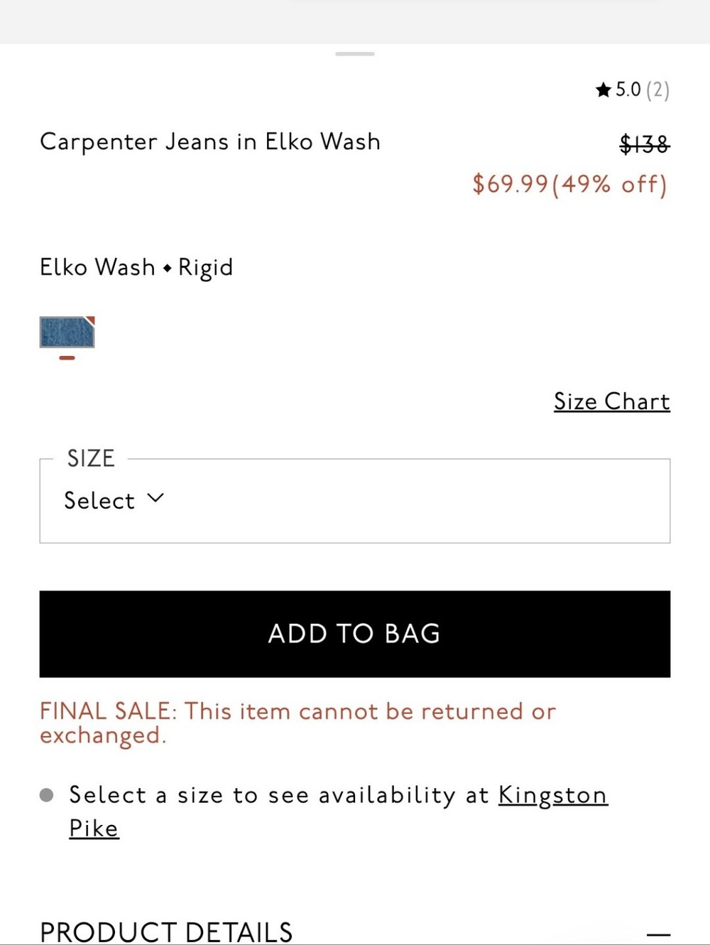 Great Condition Madewell Carpenter Jeans In Elko Wash - Picture 8 of 9